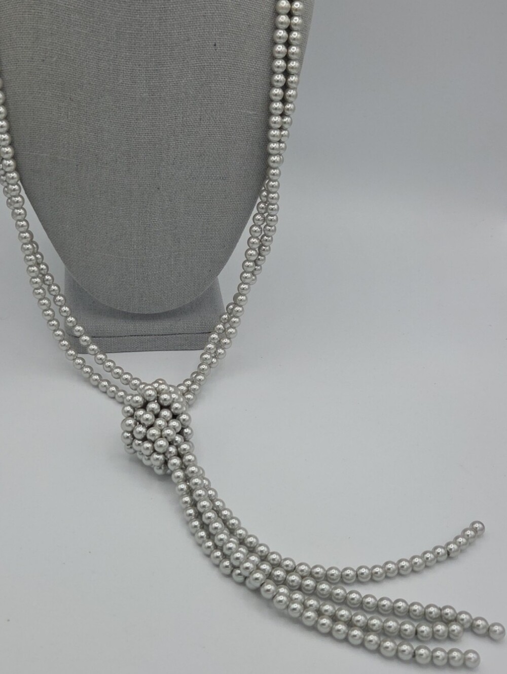 5 for $25! Charter Club Elegant Silver Tone Faux Pearl Knot Necklace